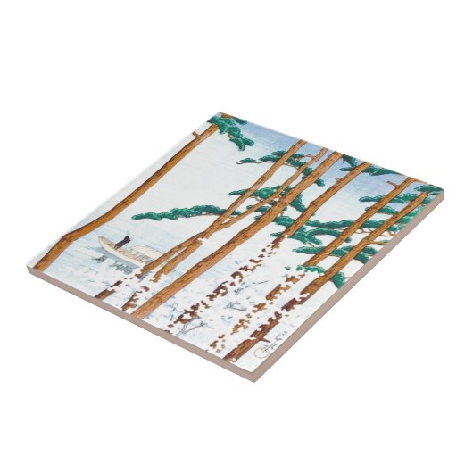 Japanischer Fischer durch die Bäume Fliese (Seite)