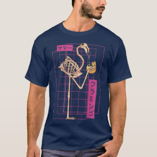 Japanischer Flamingo Skeleton Anime Summer Vacatio T-Shirt