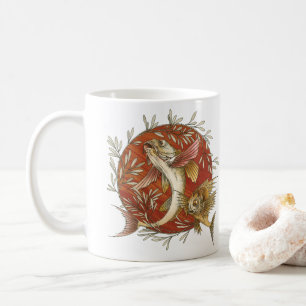 Japanischer Fliegender Fisch und Bambusblätter Vin Kaffeetasse