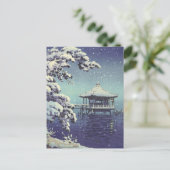 Japanischer Fluss Side Winter Scene Art  Postkarte (Stehend Vorderseite)