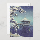 Japanischer Fluss Side Winter Scene Art  Postkarte (Vorne/Hinten)