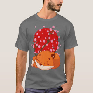 Japanischer Fox Cherry Blossom Funny Blume Sakura  T-Shirt