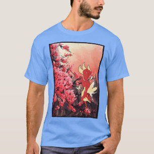 Japanischer Fox Cherry Blossom Sakura Blume Vintag T-Shirt