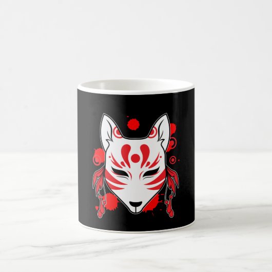Japanischer Fox Kitsune Kami Inari Kawaii Mask Kaffeetasse (Mittel)