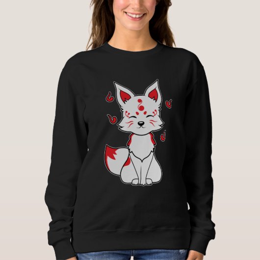 Japanischer Fox Kitsune Kami Inari Kawaii Mask Sweatshirt (Vorderseite)