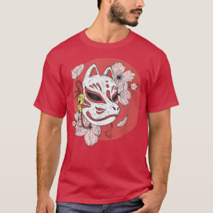 Japanischer Fox Maske ästhetische Kitsune Inari An T-Shirt