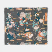 Japanischer Frog ukiyo-e Froggies Fleecedecke (Vorderseite (Horizontal))