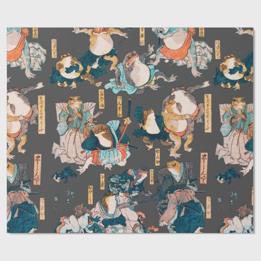 Japanischer Frog ukiyo-e Froggies Geschenkpapier (Flach)