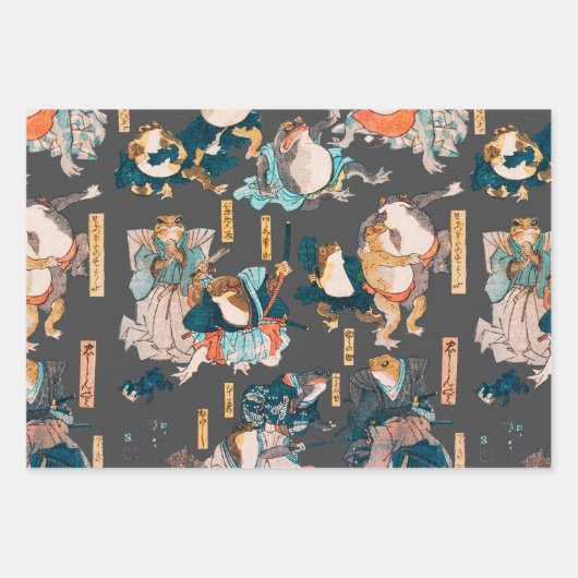 Japanischer Frog ukiyo-e Froggies Geschenkpapier Set (Vorderseite)