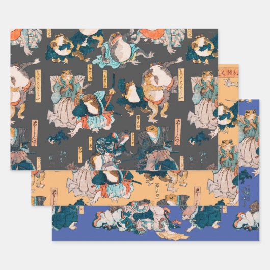 Japanischer Frog ukiyo-e Froggies Geschenkpapier Set (Set)