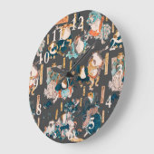 Japanischer Frog ukiyo-e Froggies Große Wanduhr (Winkel)