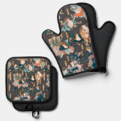 Japanischer Frog ukiyo-e Froggies Ofenhandschuh & Topflappen-Set (Vorderseite/Rückseite)