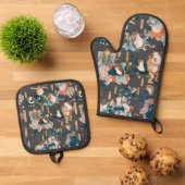 Japanischer Frog ukiyo-e Froggies Ofenhandschuh & Topflappen-Set (Oben Unten)