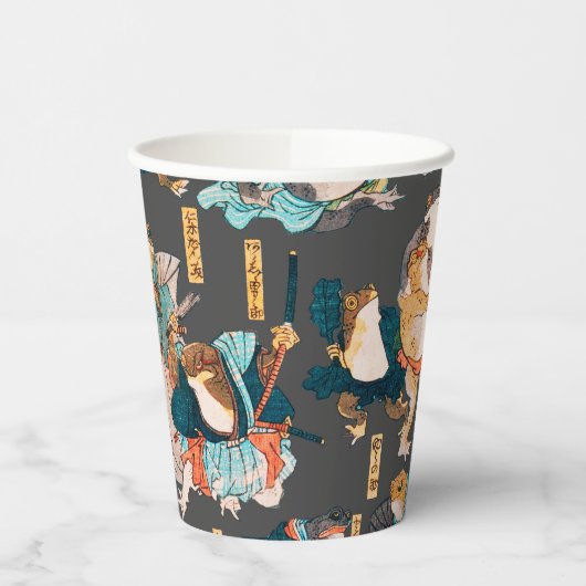 Japanischer Frog ukiyo-e Froggies Pappbecher (Links)