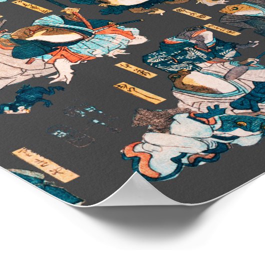 Japanischer Frog ukiyo-e Froggies Poster (Ecke)