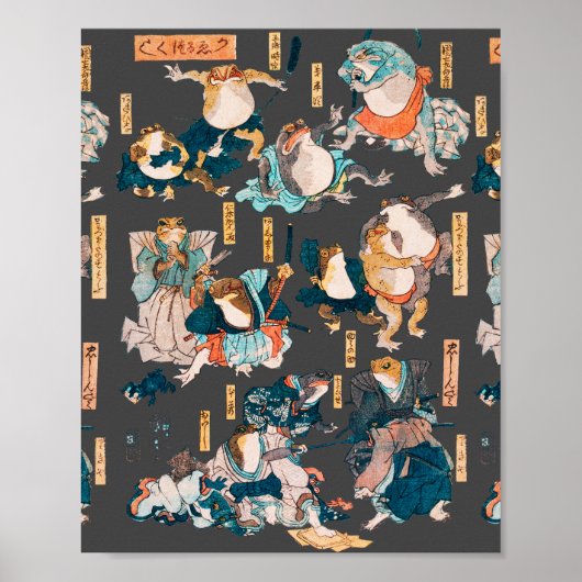 Japanischer Frog ukiyo-e Froggies Poster (Vorne)