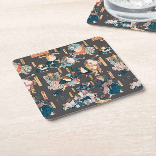 Japanischer Frog ukiyo-e Froggies Rechteckiger Pappuntersetzer (angewinkelt)