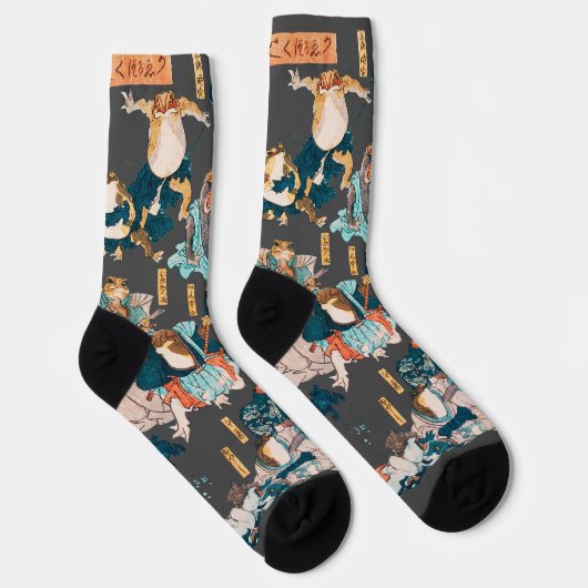 Japanischer Frog ukiyo-e Froggies Socken (Rechts)