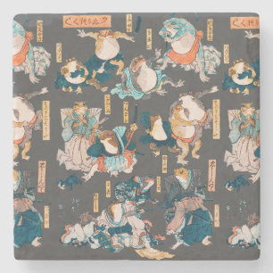 Japanischer Frog ukiyo-e Froggies Steinuntersetzer