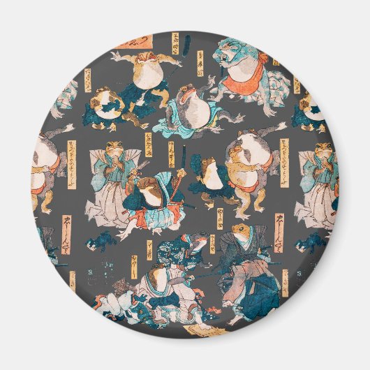 Japanischer Frog Woodblock Ukiyo-e-anime Held Magnet (Vorne)