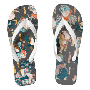 Japanischer Frosch-Holzschnitt Kuniyoshi Ukiyo-e Badesandalen