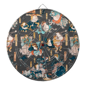 Japanischer Frosch-Holzschnitt Kuniyoshi Ukiyo-e Dartscheibe