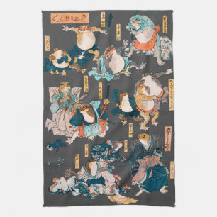 Japanischer Frosch-Holzschnitt Kuniyoshi Ukiyo-e Geschirrtuch