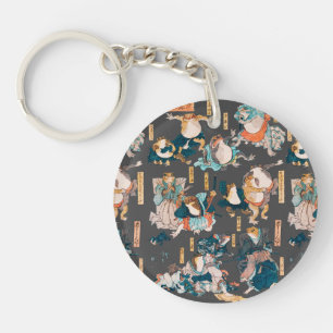 Japanischer Frosch-Holzschnitt Kuniyoshi Ukiyo-e Schlüsselanhänger