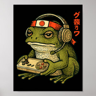 Japanischer Gamer Frosch Kunst Männer Frauen Junge Poster