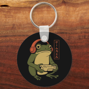 Japanischer Gamer Frosch Lustig Vintage Gaming  Schlüsselanhänger