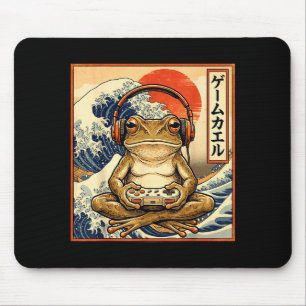Japanischer Gaming-Frosch Große Welle Grafik Kunst Mousepad