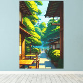 Japanischer Garten Außencafé Leinwanddruck (Insitu (Holzboden))