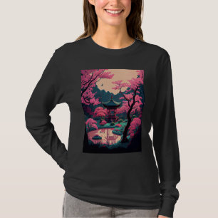 Japanischer Garten Cherry Blossom Brücke Schrein r T-Shirt