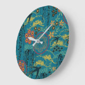 Japanischer Garten im Aquamarin Große Wanduhr (Winkel)