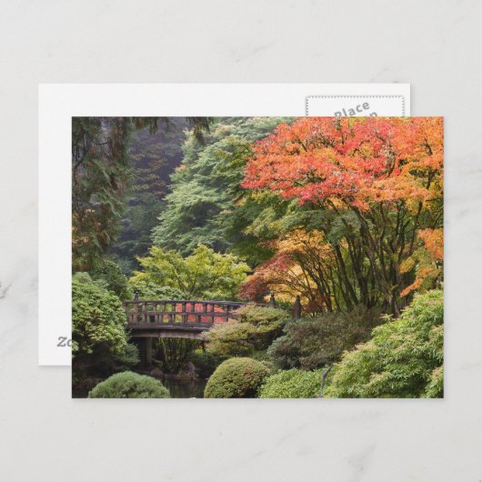 Japanischer Garten im Herbst Postkarte (Vorne/Hinten)