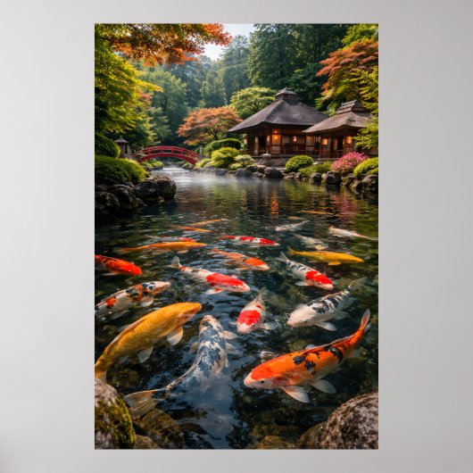 Japanischer Garten & Koi-Teich - Fotobild Poster (Vorne)