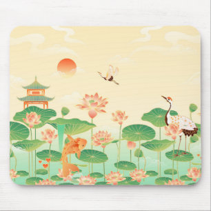 Japanischer Garten Koi-Teich und Seerosen Kunst Mousepad