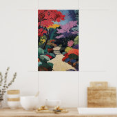 Japanischer Garten Kunstprint Vibranter Impression Poster (Küche)