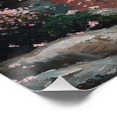 Japanischer Garten mit Koi und Kirschblüten Poster (Ecke)