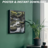 Japanischer Garten mit Steinen, Wasser und Pflanze Poster