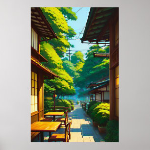 Japanischer Garten Outdoor-Café Poster