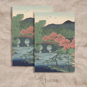 Japanischer Garten Vintag Lake w Bridge Blue n Cor Seidenpapier