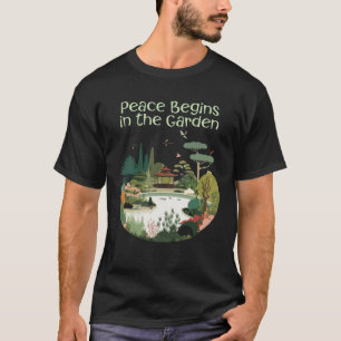 Japanischer Gartentee-Raum Frieden beginnt im Gart T-Shirt