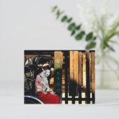 Japanischer Geisha in einer Rickshaw Postkarte (Stehend Vorderseite)