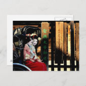 Japanischer Geisha in einer Rickshaw Postkarte (Vorne/Hinten)