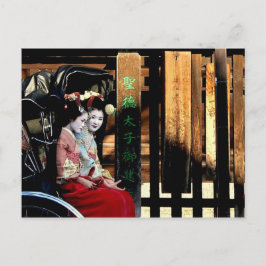Japanischer Geisha in einer Rickshaw Postkarte