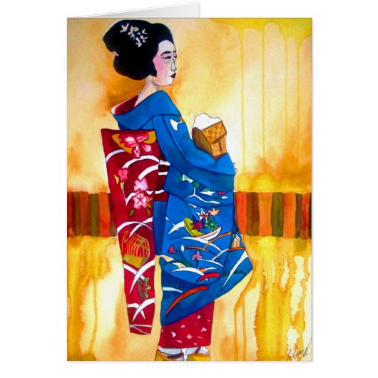 Japanischer Geisha mit blauem Kimono (Vorne)