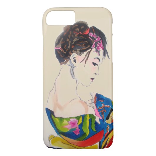 Japanischer Geisha mit blauem Kimono Case-Mate iPhone Hülle (Rückseite)