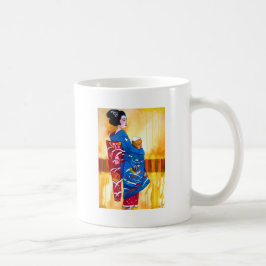 Japanischer Geisha mit blauem Kimono Kaffeetasse