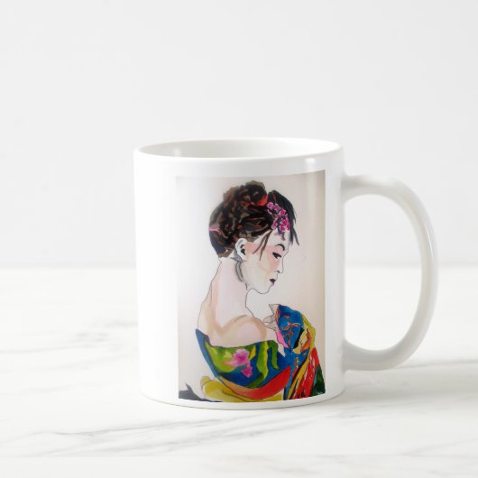 Japanischer Geisha mit blauem Kimono Kaffeetasse (Rechts)